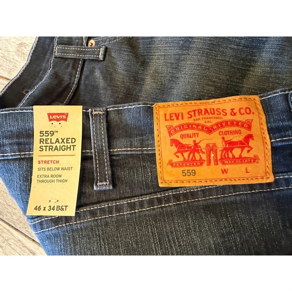 Levi Strauss Denim Jeans 559 NWT Relaxed Straight Leg 46x34 Big and Tall 46 x 34
